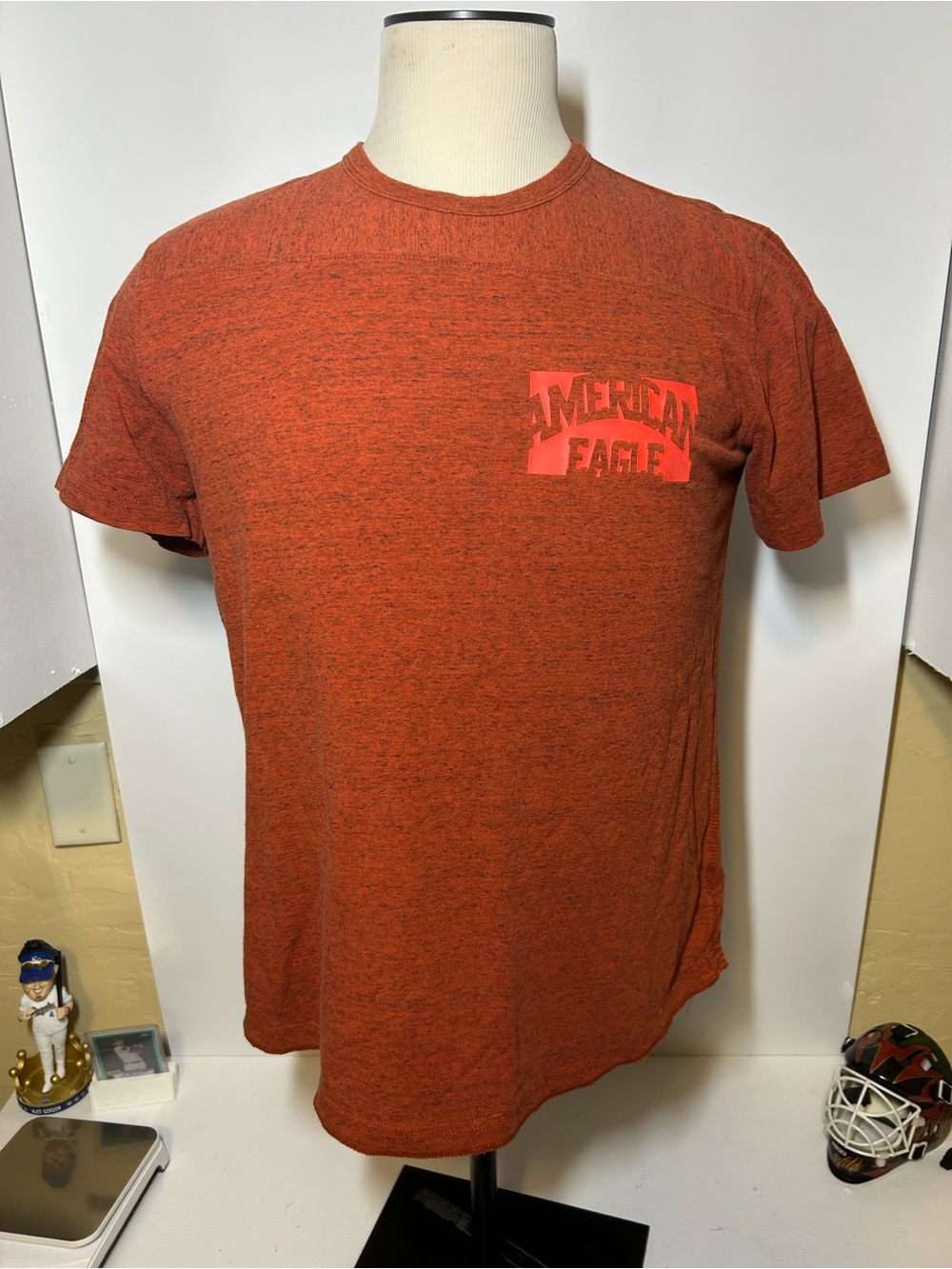 American Eagle Outfitters Men’s Heathered Orange Logo Short Sleeve Tee